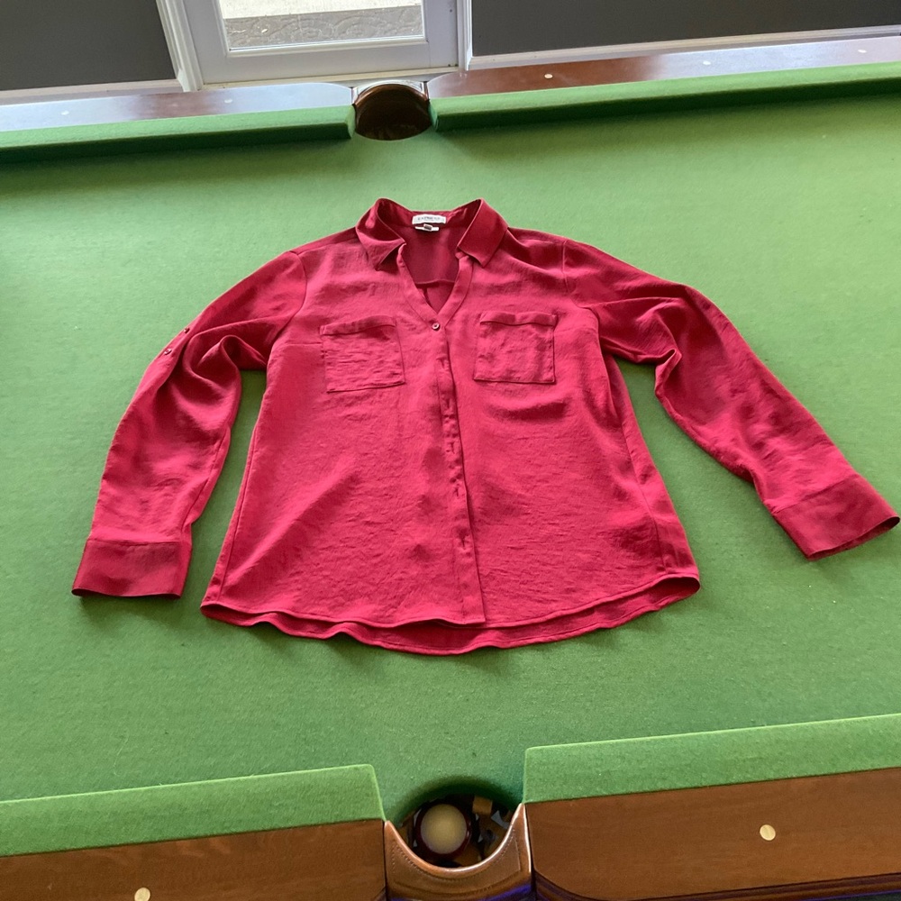 Express Red Button Down Shirt with Long Sleeves slim fit large